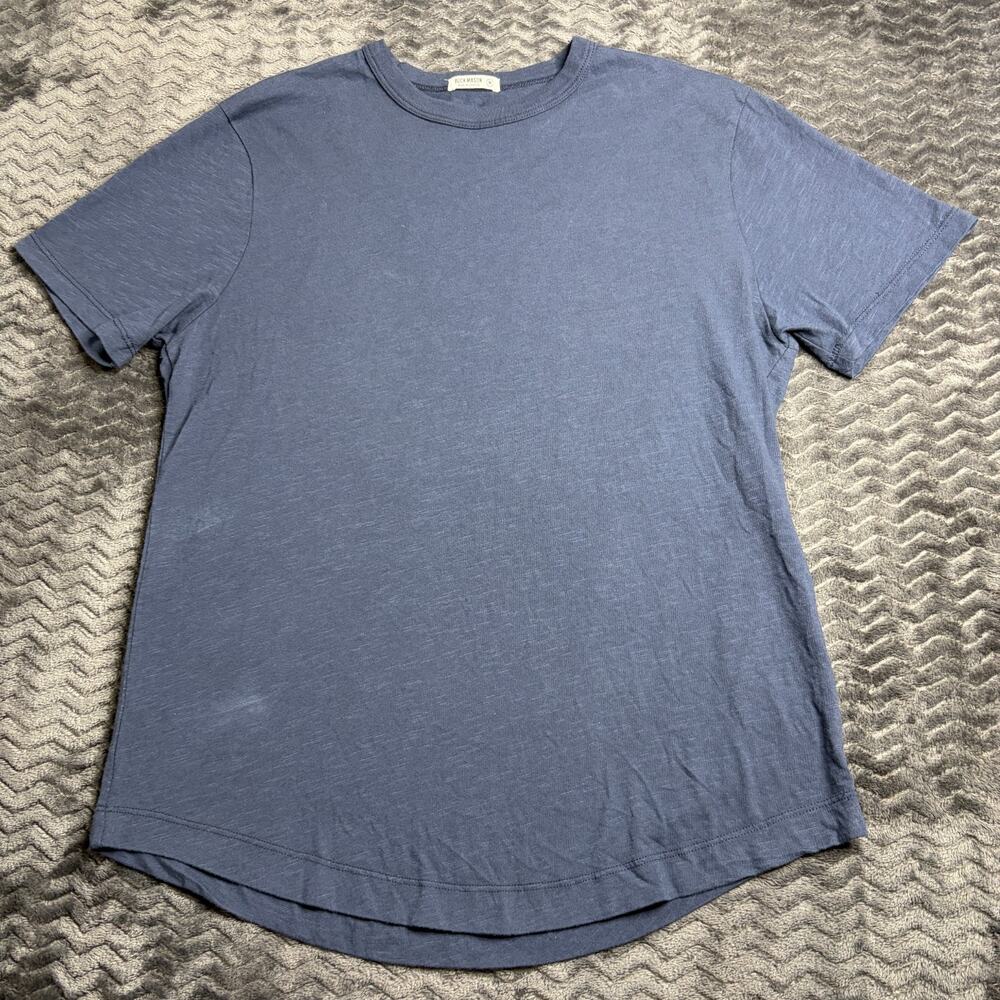 Buck Mason Midnight Slub Curved Hem Tee Mens Size M Navy